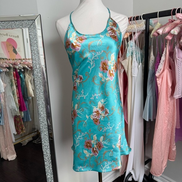 Y2K Floral Satin Slip Dress tropical girl fairycore mermaid summer XS - Picture 2 of 6